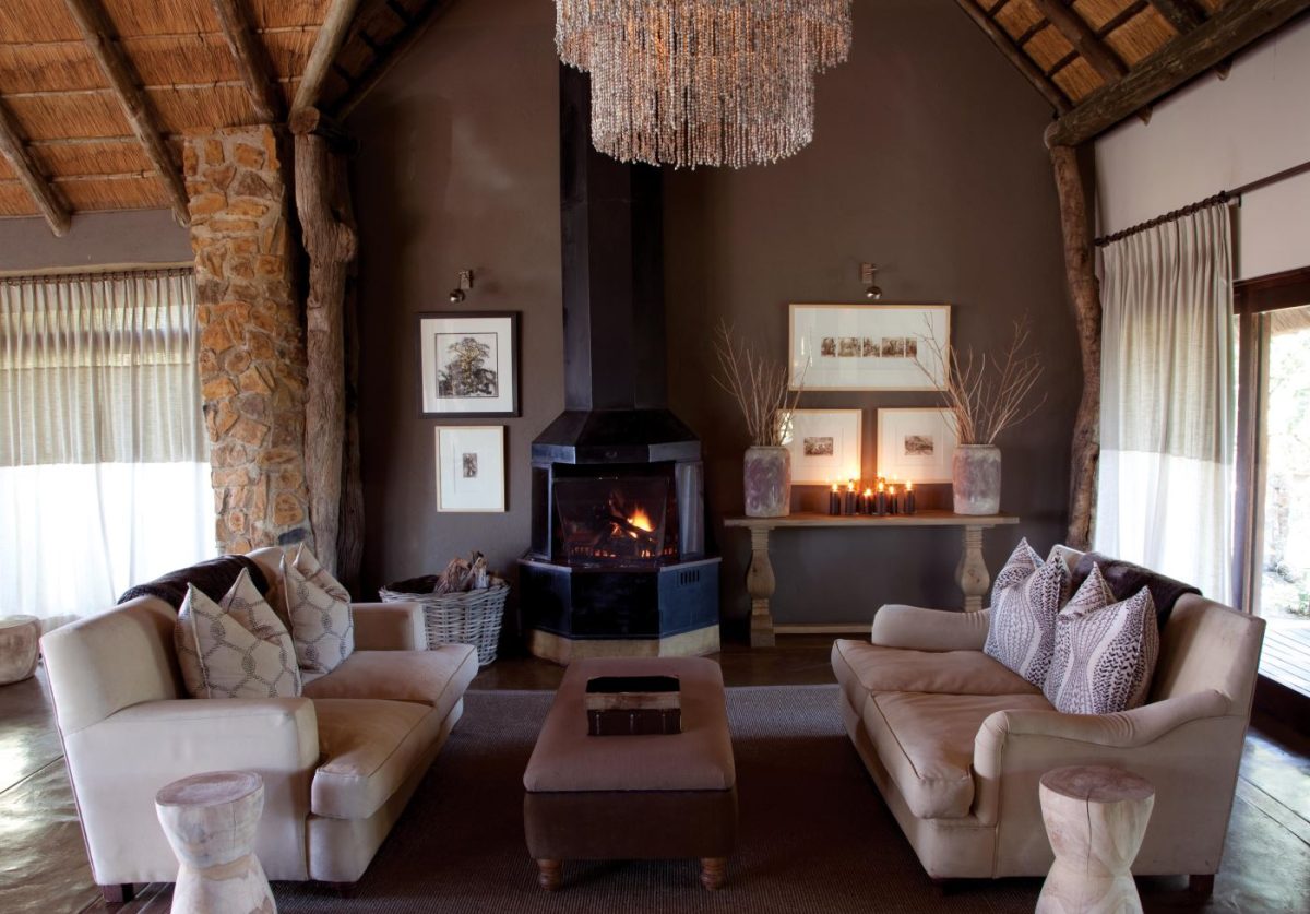 Luxurious lounge area at Leopard Hills