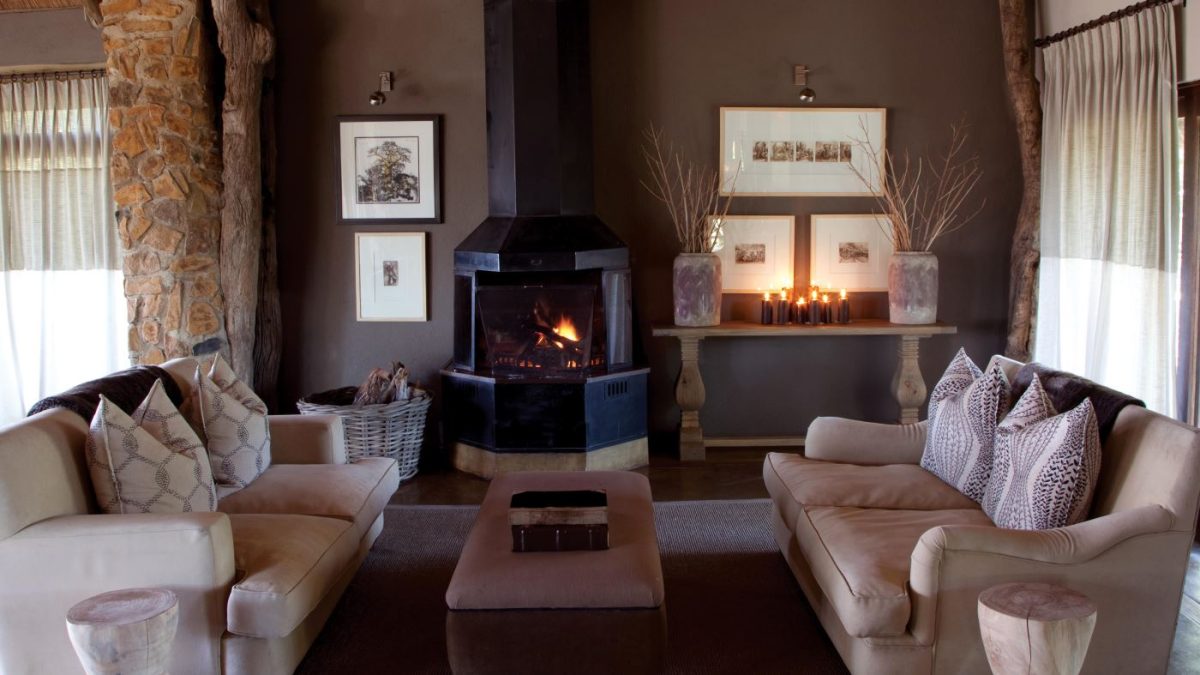 Luxurious lounge area at Leopard Hills
